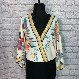 Flying Tomato Cropped Floral Kimono Top